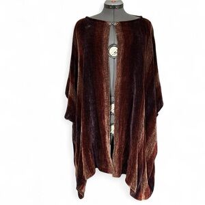 Handwoven brown chenille wrap with armholes